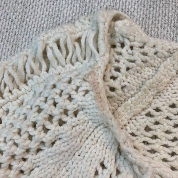 MAJE Cream open knit round neck 3/4 Sleeve Sweater Size 1 - Picture 4 of 6